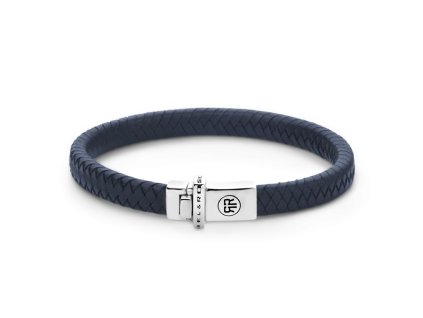 Rebel & Rose pánský kožený náramek Small Braided Navy (Velikost XL)