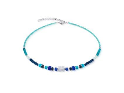 Coeur de Lion dámský náhrdelník Wave Precious Flow silver-tealE 3046/10-0607