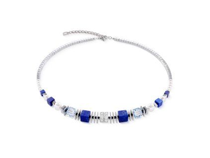Coeur de Lion women's necklace Statement Cube Facets silver-blue 3047/10-0717