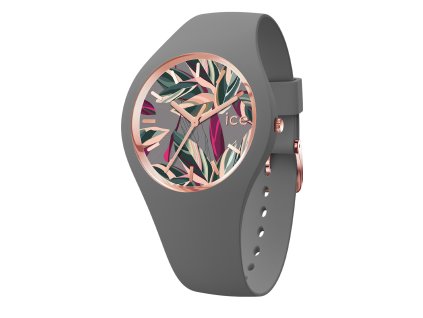 7523 5 ice watch damske hodinky flower grey leaves medium