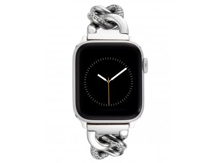 7628 3 anne klein reminek pro apple watch 42mm 44mm 45mm ultra 49mm stribrny s krystaly
