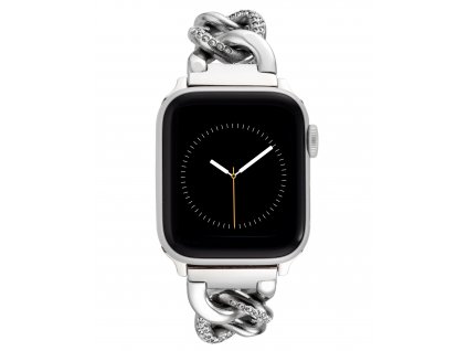 Anne Klein řemínek pro Apple Watch 42mm/44mm/45mm/ultra 49mm stříbrný s krystaly