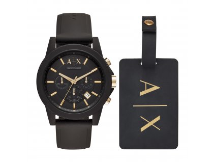 Armani Exchange pánská dárková sada Outerbanks hodinky a řemínek na zavazadla AX7105