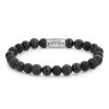 Rebel & Rose bracelet RR-80041-SL Black Rocks - 8mm M