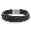 Rebel & Rose men's leather bracelet with safety clasp Full Metal Premium Combo Brown