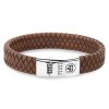 Rebel & Rose pánský kožený náramek Braided Flat Cognac (Velikost M)