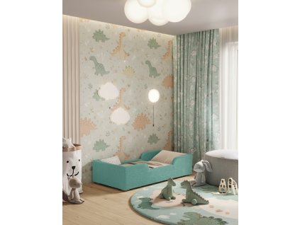 Detská postieľka so zábranou 70x140 cm MOLLY zelená mäkká a bezpečná