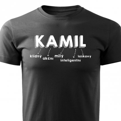 Pánské tričko Kamil jméno černé