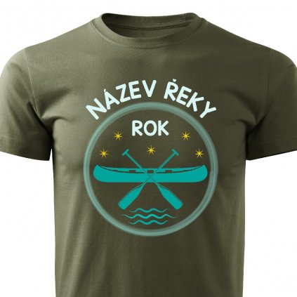 Pánské tričko Vodácká výprava s kanoí vojenské