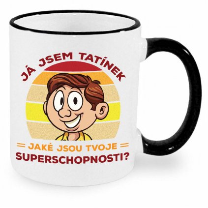 Hrnek Já jsem tatínek. Jaké jsou tvoje superschopnosti černý