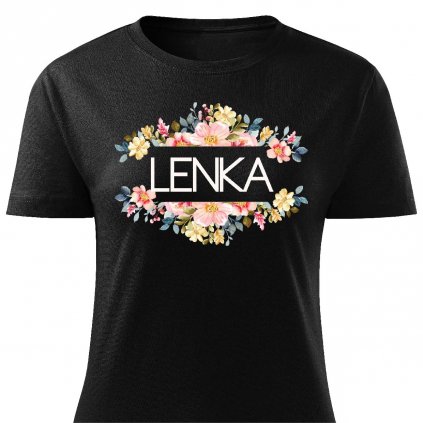 Dámské tričko Lenka s květinami černé