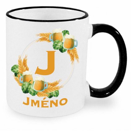 Hrnek Pivní věnec s monogramem a jménem na přání