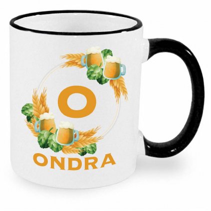 Hrnek Pivní věnec s monogramem a jménem Ondra