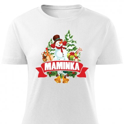 Dámské tričko Vánoční sněhulák pro maminku bílé