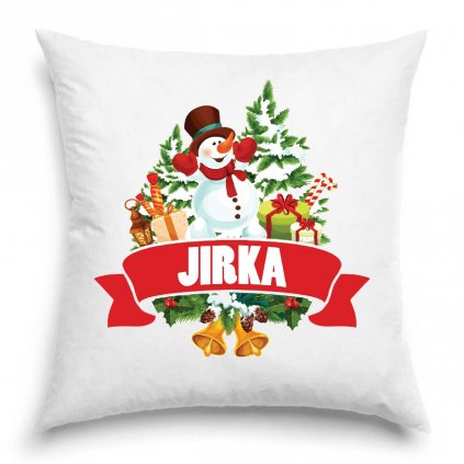 Polštář Vánoční sněhulák se jménem Jirka
