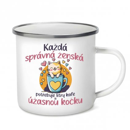 Plecháček Každá správná ženská potřebuje litry kafe a kočku