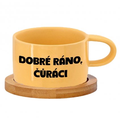 Hrnek makronka Dobré ráno, čůráci žlutý