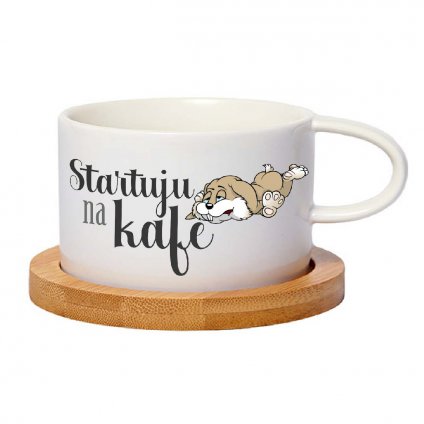 Hrnek makronka Startuju na kafe se psem bílý