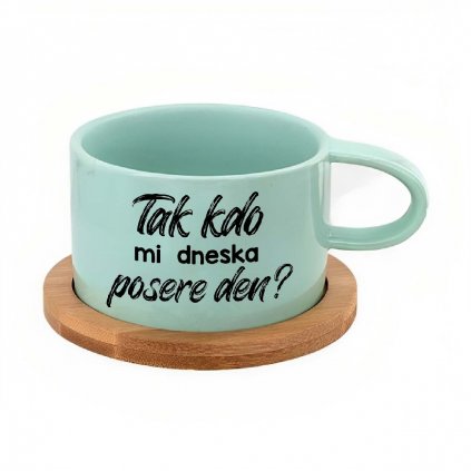 Hrnek makronka Tak kdo mi dneska posere den mátový