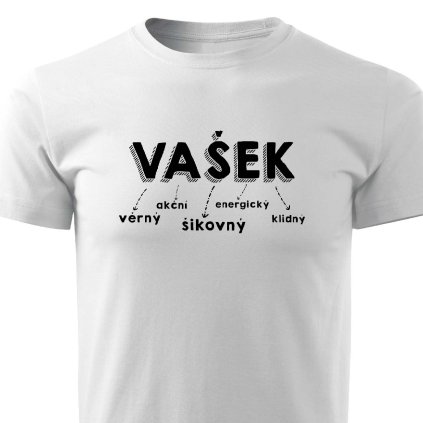 Pánské tričko Vašek jméno bílé