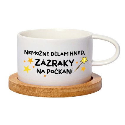 Hrnek makronka Nemožné dělám hned, zázraky na počkání bílý