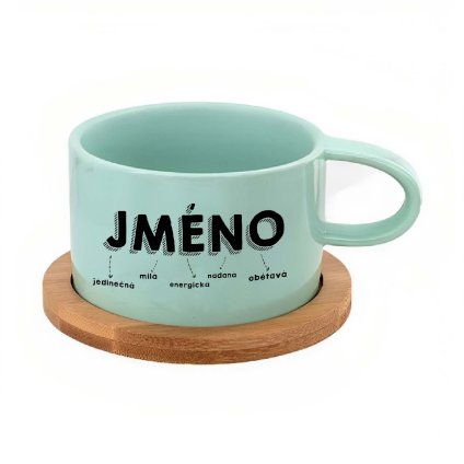 Hrnek makronka se jménem na přání mátový