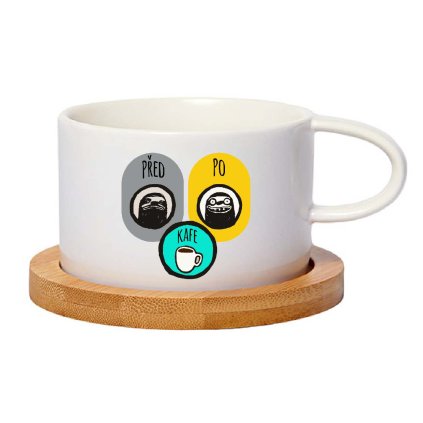 Hrnek makronka Před a po kafi bílý