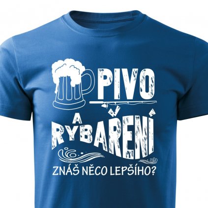 Pánské tričko Pivo a rybaření - modré