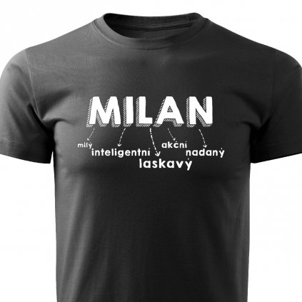 Pánské tričko Milan jméno černé