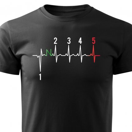 Pánské tričko EKG motorka 5 kvalt - černé