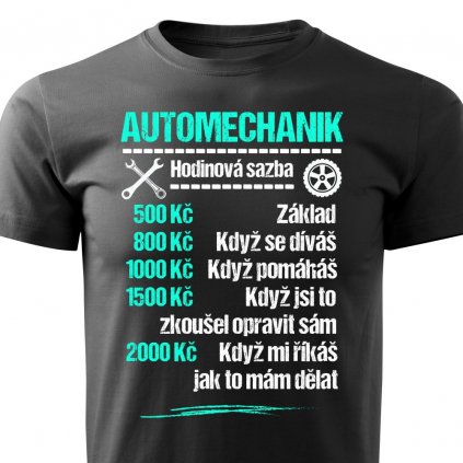 Pánské tričko Tričko Automechanik - sazba - černé