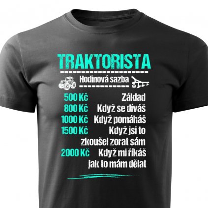 Pánské tričko Tričko Traktorista - sazba - černé