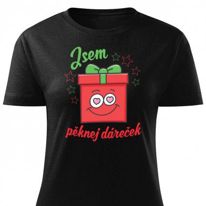 Jsem pěknej dáreček - zamilovaná dámské tričko černé