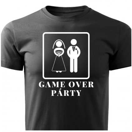 Pánské tričko Game over párty černé