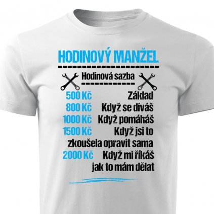 Pánské tričko Hodinový manžel - sazba - bílé