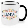 Hrnek Lenka s květinami černý