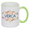 Hrnek Verča s květinami zelený