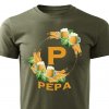 Pánské tričko Pivní věnec s monogramem a jménem Pepa vojenské