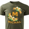Pánské tričko Pivní věnec s monogramem a jménem Michal vojenské