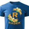 Pánské tričko Pivní věnec s monogramem a jménem Radek modré