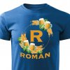 Pánské tričko Pivní věnec s monogramem a jménem Roman modré