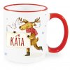 Vánoční hrnek Sob se jménem Káťa červený