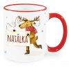 Vánoční hrnek Sob se jménem Natálka červený
