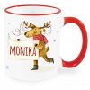 Vánoční hrnek Sob se jménem Monika červený