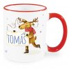 Vánoční hrnek Sob se jménem Tomáš červený