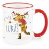 Vánoční hrnek Sob se jménem Lukáš červený