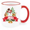 Vánoční hrnek Vánoční sněhulák se jménem Jirka červený