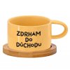 Hrnek makronka Zdrhám do důchodu žlutý