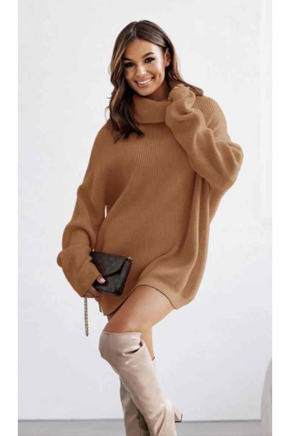 new sensation pull long en col rouler camel 1