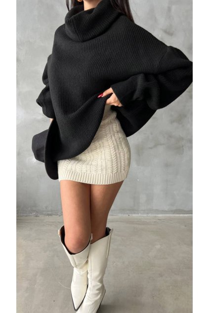 fenomen pull long oversize en maille black 1